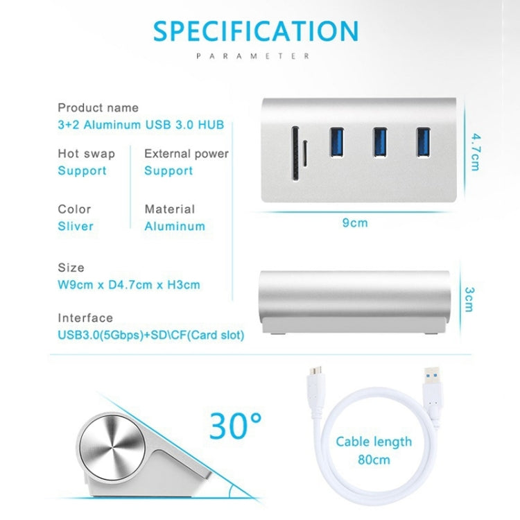 Sandsberg | Rocketek HUB-3PC2 Hochgeschwindigkeits-USB 3.0 Splitter HUB-Adapter (Weiß)