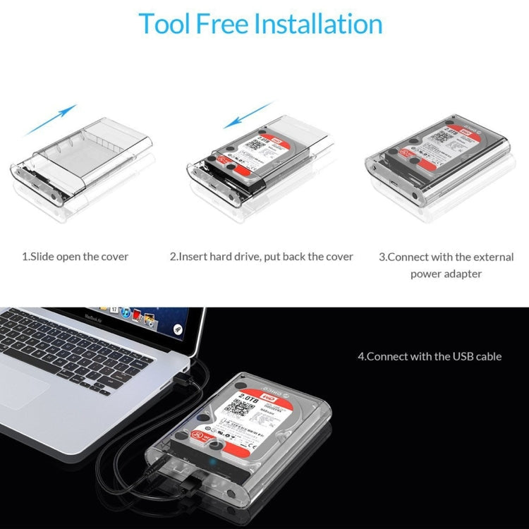 Sandsberg | ORICO 3139U3 3.5 Zoll SATA HDD USB 3.0 Micro B Externe Festplattengehäuse Speichergehäuse (Transparent)