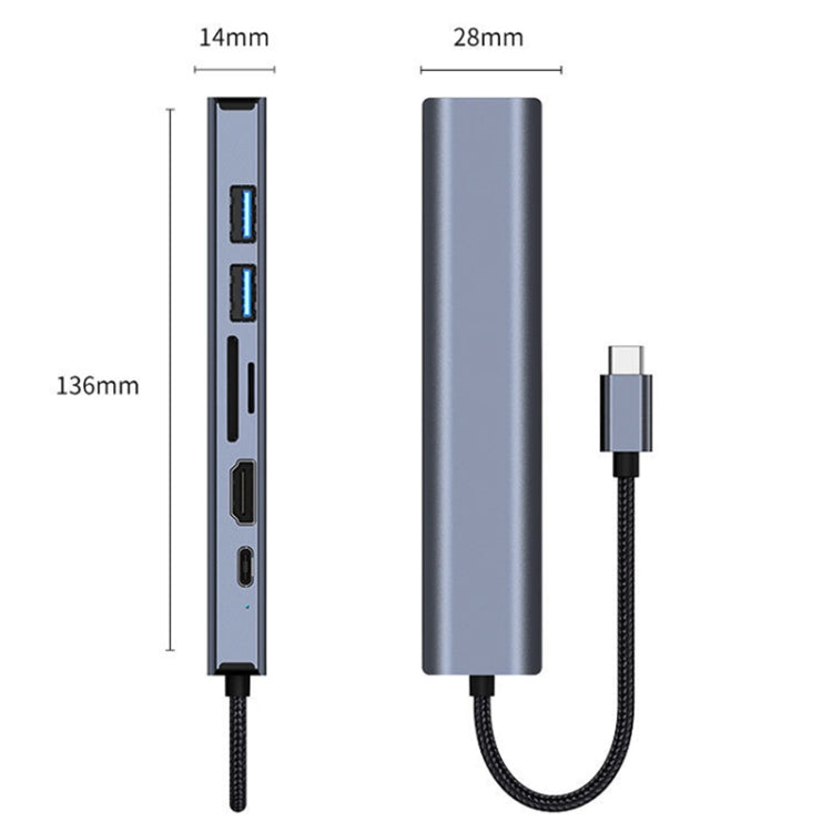 Sandsberg | BYL-2303 7 in 1 USB-C / Type-C zu USB Multifunktionale Dockingstation HUB Adapter