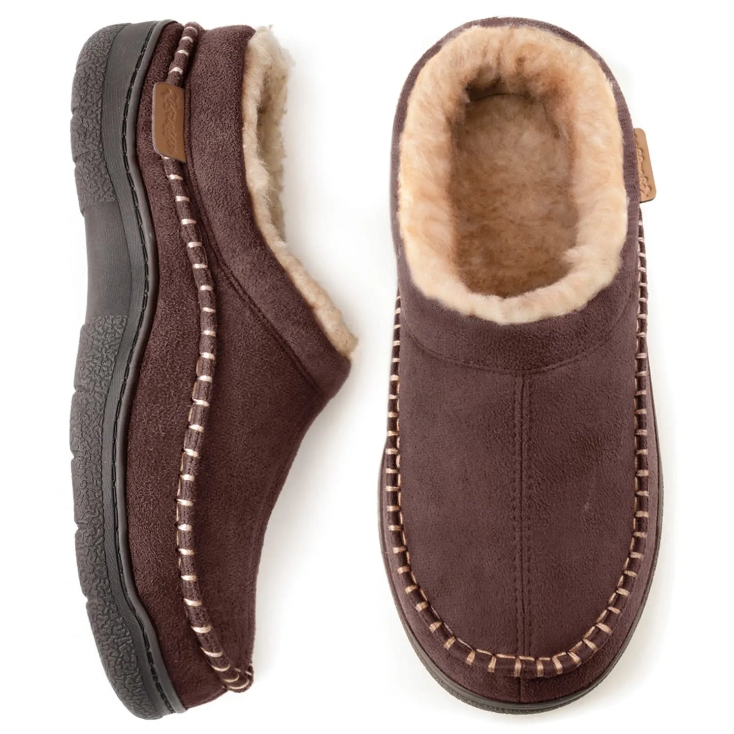 Herren rutschfeste Plüsch Slip-On Hausschuhe: Warm & breite Zehen