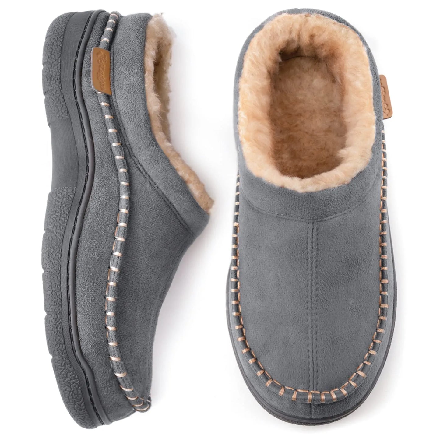 Herren rutschfeste Plüsch Slip-On Hausschuhe: Warm & breite Zehen