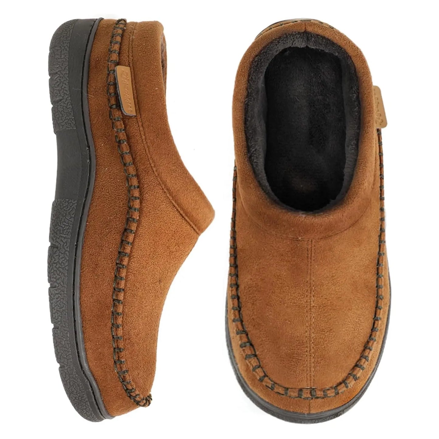 Herren rutschfeste Plüsch Slip-On Hausschuhe: Warm & breite Zehen