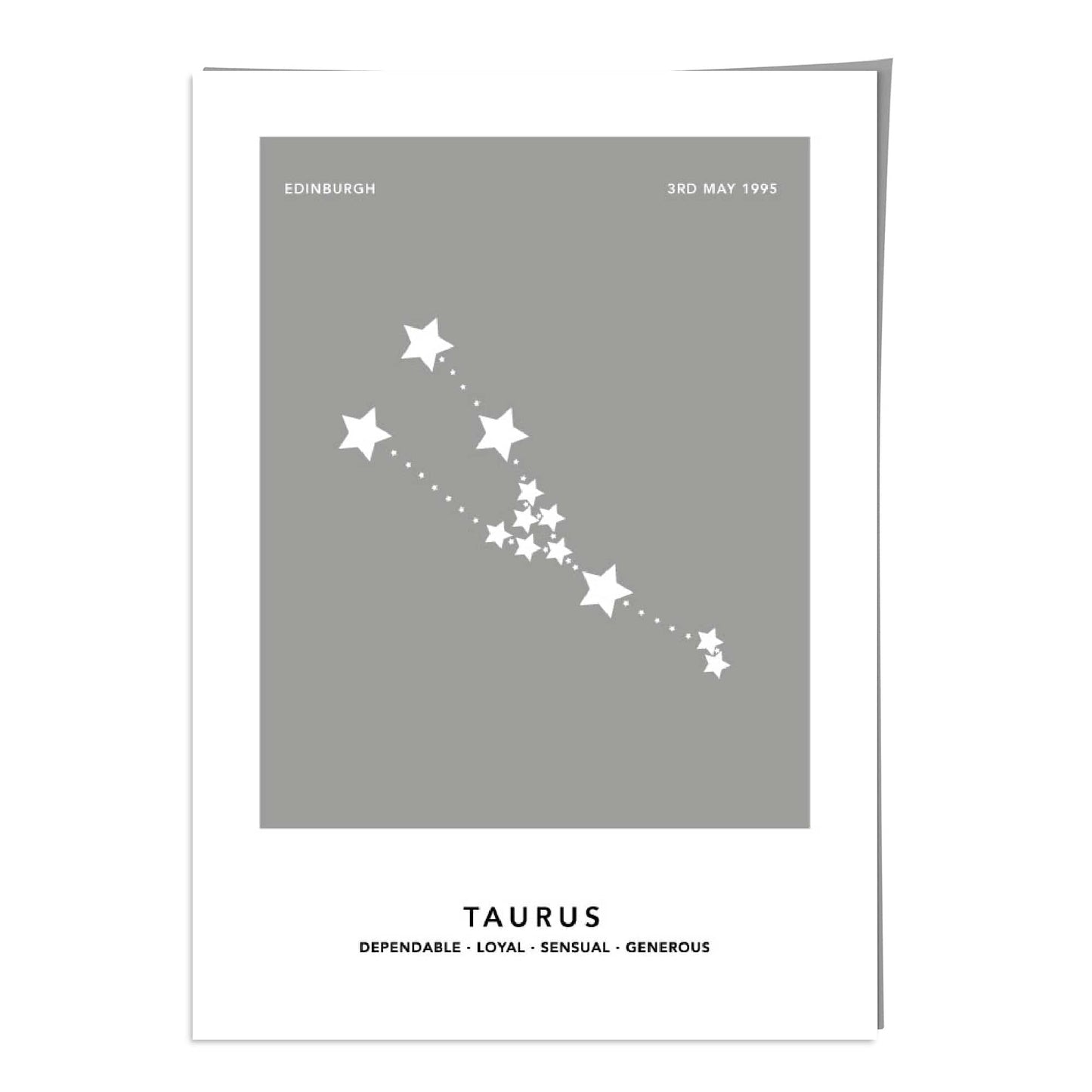 TAURUS - personalisierter Sternzeichen-Druck mit Farboptionen