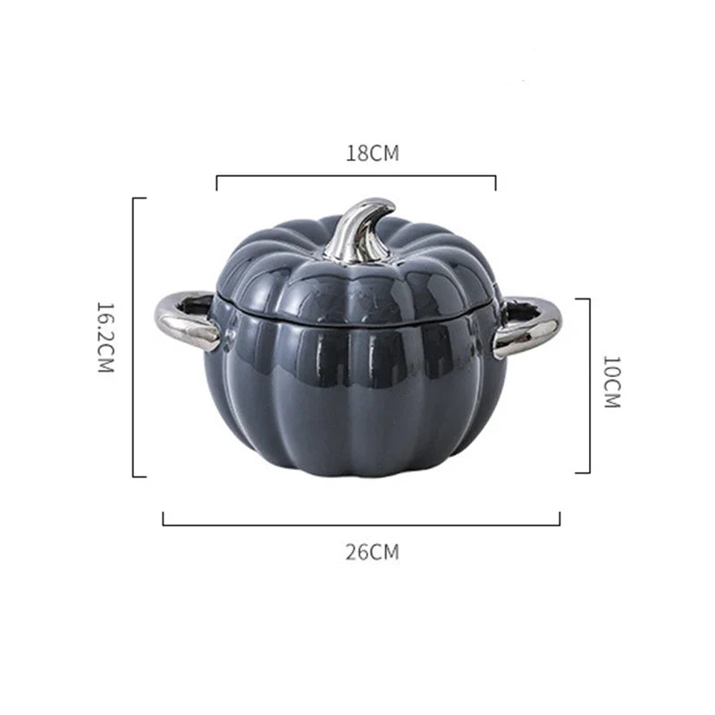 Kürbis Keramik Dessertschüssel Topf mit Deckel Obstschale Küche Halloween Dekorationen Geschirr Schüssel
