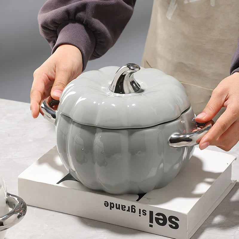 Kürbis Keramik Dessertschüssel Topf mit Deckel Obstschale Küche Halloween Dekorationen Geschirr Schüssel