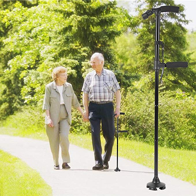 Aluminiumlegierung mit LED-Licht rutschfester faltbarer Gehstock