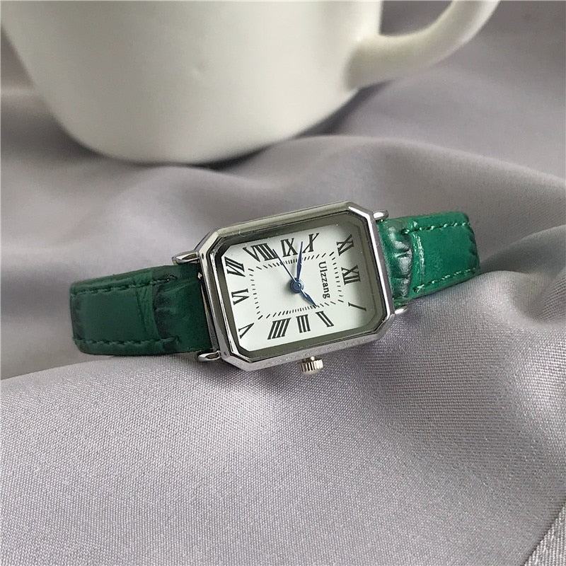 Retro-Uhr mit Lederarmband für Damen