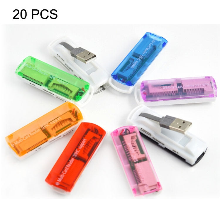 Sandsberg | 20 PCS USB 2.0 Multi-Kartenleser, Unterstützung für SD / MMC, MS, TF, M2 Karte, Zufällige Farbzusammenstellung