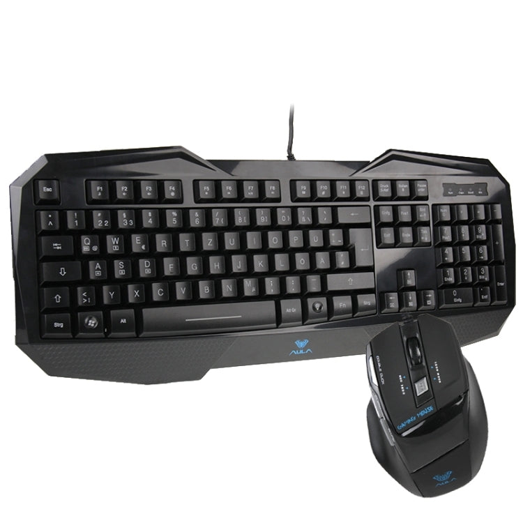 Sandsberg | Aula Killing Soul Behead Series Verdrahtete USB Stille / Rutschfeste QWERTZ-Tastatur mit Blu-ray-Hintergrundbeleuchtung + 500-1000Hz Rückgabefrequenz 7D Gaming Maus Combo-Kit, Deutsche Sprache Tasten