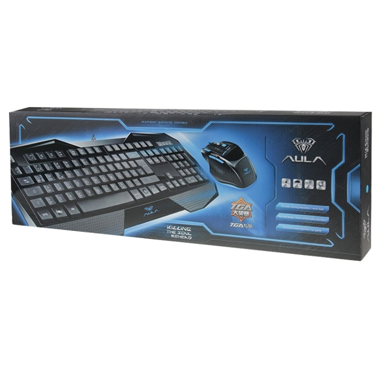 Sandsberg | Aula Killing Soul Behead Series Verdrahtete USB Stille / Rutschfeste QWERTZ-Tastatur mit Blu-ray-Hintergrundbeleuchtung + 500-1000Hz Rückgabefrequenz 7D Gaming Maus Combo-Kit, Deutsche Sprache Tasten