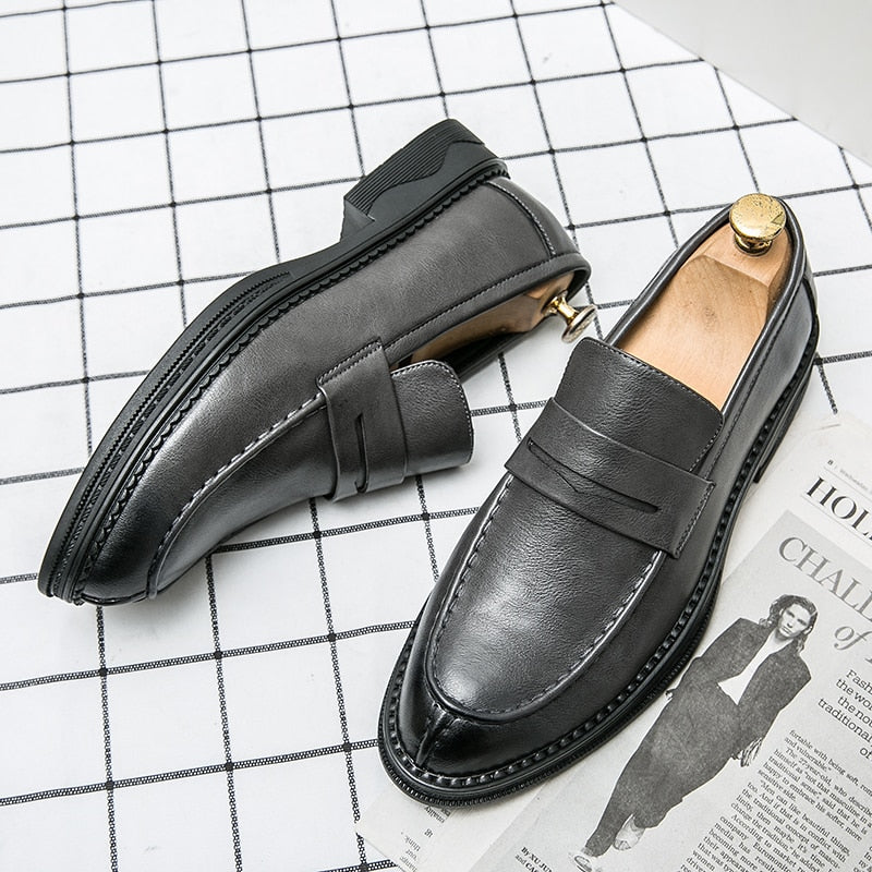 Herren Mokassins Weiße Anzug Büros Hochzeitschuhe Schwarze Penny Loafers Freizeit