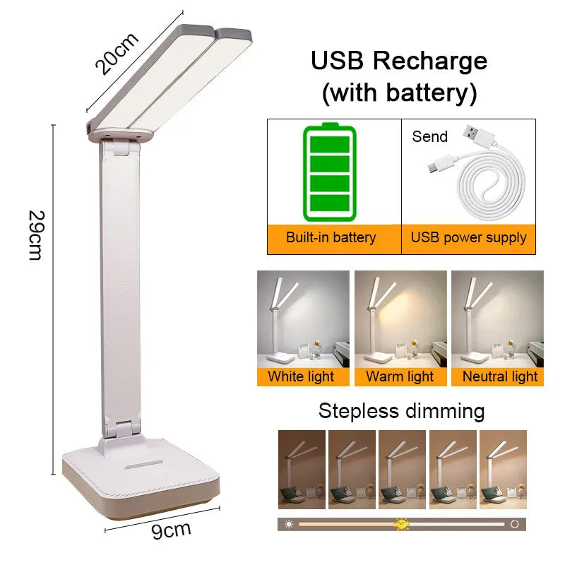 LED-Schreibtischlampe USB wiederaufladbar Tischlampe 3 Stufen dimmbar Touch-Schreibtischbeleuchtung Augenschutz faltbar für Schlafzimmer Schreibtischlicht