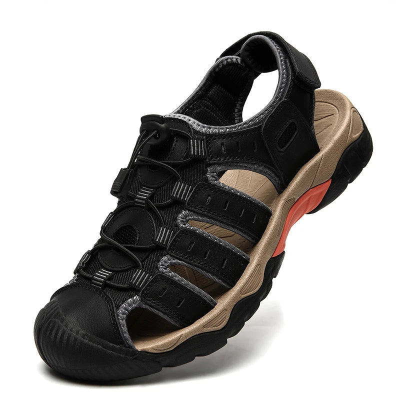 Sommer Herren Outdoor Sandalen Strand Schuhe Echtes Leder Trekking Wandern