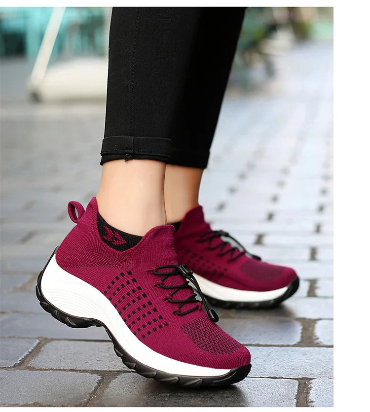 Sneakers Damen Orthopädische Sneakers Damen Plattform Weiß Schwarz Rot Sportschuhe Damen Freizeitschuhe