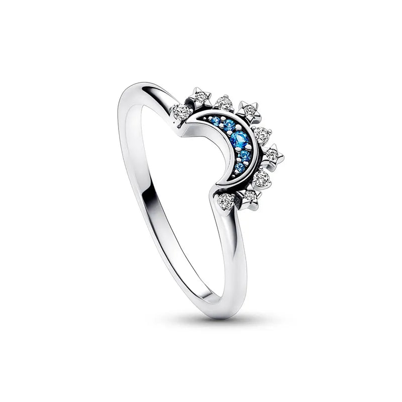 Himmels Sonne und Mond Charm Funkelnder Ring