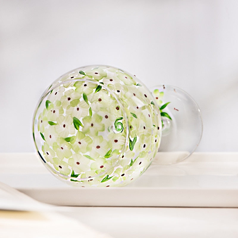 Handgemalte Blumen-Glas-Stielwaren