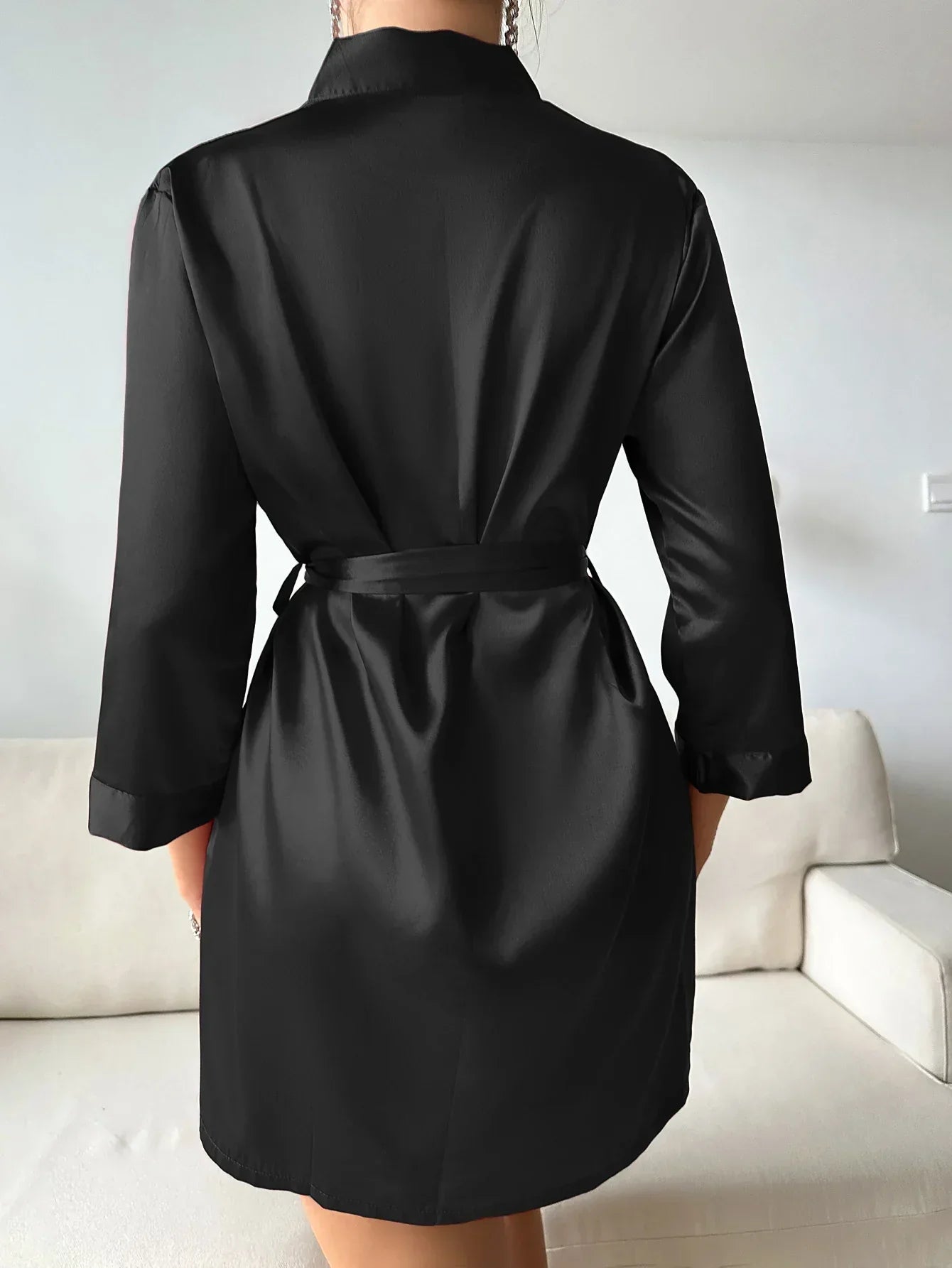 ChicWrap Morgenmantel - Luxe Glanzende Seide Morgenrobe