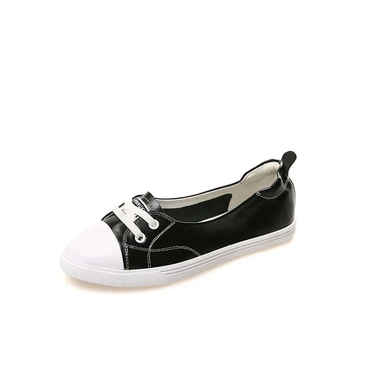 100% Echtes Leder Schuhe Frauen Flach Causal Schuhe Weiches Rindsleder Weiße Flats
