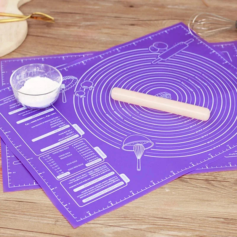 Silikonpad Backmatte: 60/50/40cm Blatt zum Kneten von Teig - Antihaft-Küchenwerkzeug zum Ausrollen von Pizza und großem Teig