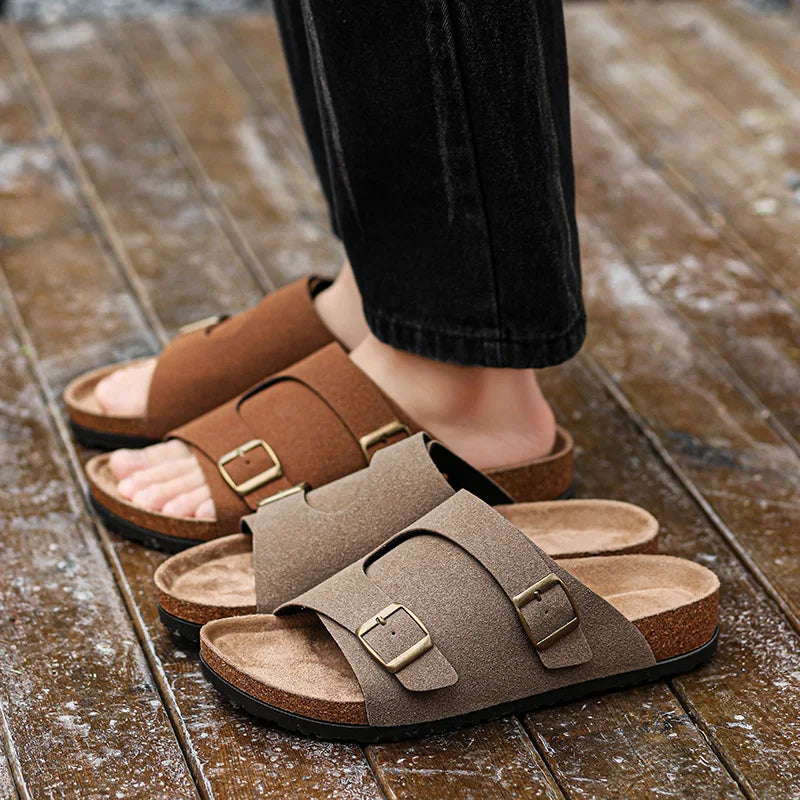 Trends Herren Hausschuhe Leder Außen Sandalen Weiche Sohle Strand Hausschuhe Lässige Slipper Schuhe Paar Outdoor Sommer