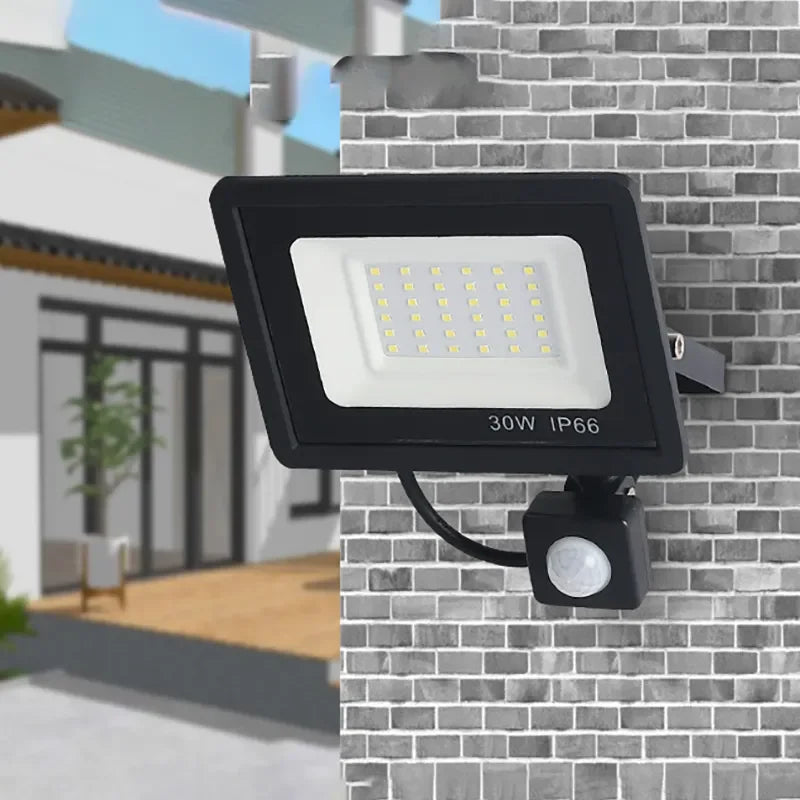 LED-Flutlicht mit PIR-Bewegungssensor – Wasserdichte IP66 Außenwandleuchte, erhältlich in 10W-100W, für Garten, Garage und Außenbeleuchtung