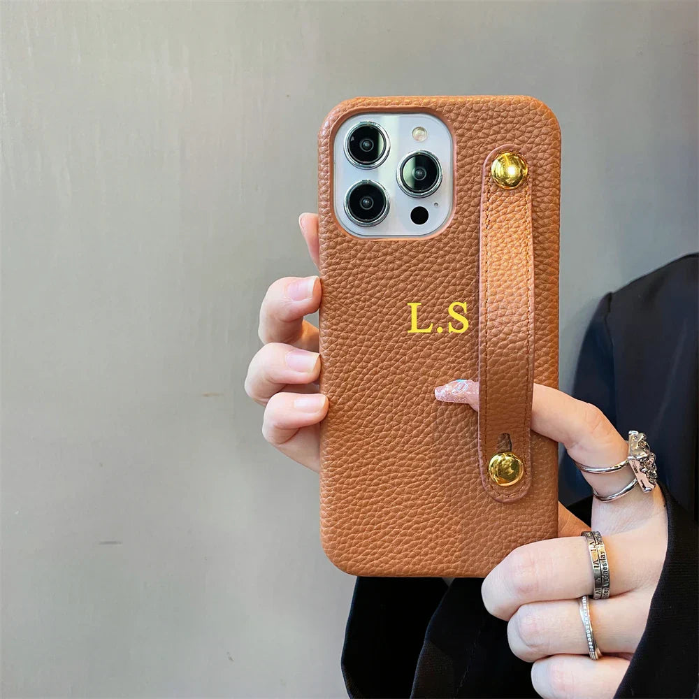 Personalisierte Namensarmband Leder Handyhülle für iPhone Cover