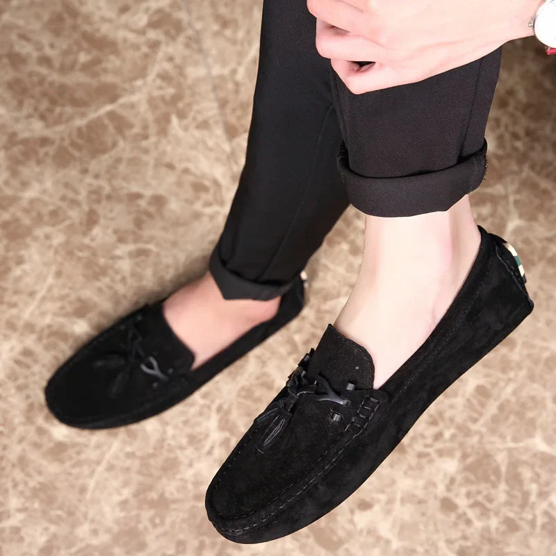 Quasten Loafer Herren Wildleder Luxus Schuhe Freizeit Slip-On Mokassin Fahren