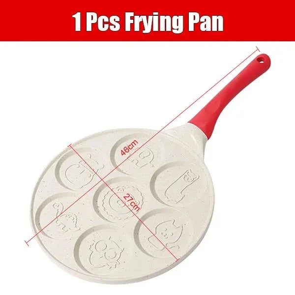 7-Tassen-Pfannkuchenpfanne Antihaft-Frühstücksgrill Dinosaurier Tiere Waffelmaker Pfannkuchenform Pfanne für Kinder Ei Omelett Crepe Bratpfanne