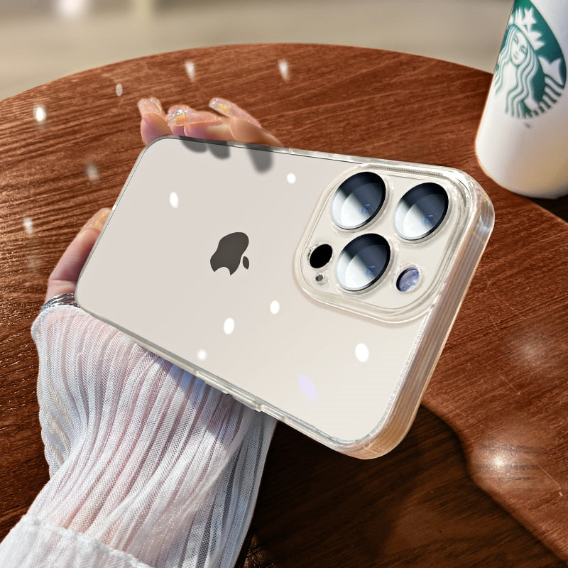 Luxus Stoßfeste Transparente Silikonhülle für Apple iPhone | Premium Beschichtung, Wasserabweisend & Kratzfestes Transparentes Glitter Design