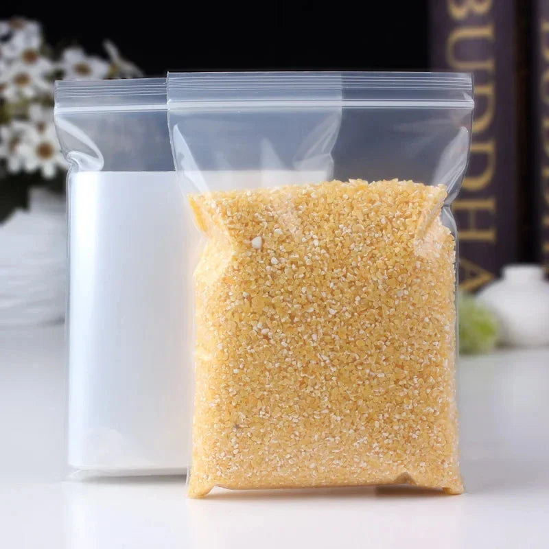 100 Stück dicke Reißverschluss-Versiegelte klare Plastik-Aufbewahrungstaschen - wiederverschließbare Ziplock-Taschen für Schmuck, Essen und Verpackung