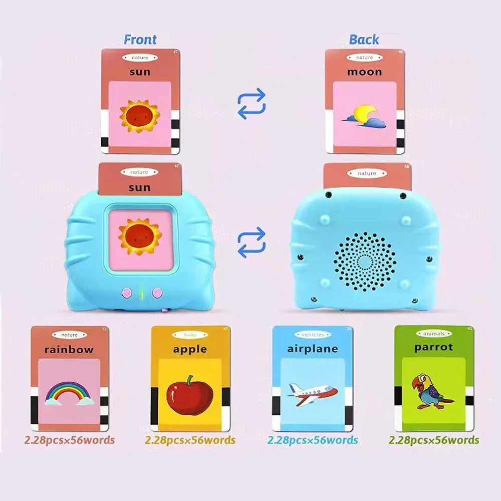 Sprechende Lernkartenmaschine für Kinder - edukatives Hörbuchspielzeug für Vorschulkinder im Alter von 2-6 Jahren, USB aufladbar, augenfreundliches Design