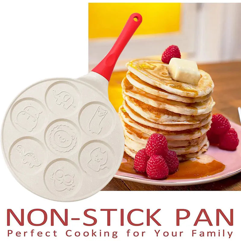 7-Tassen-Pfannkuchenpfanne Antihaft-Frühstücksgrill Dinosaurier Tiere Waffelmaker Pfannkuchenform Pfanne für Kinder Ei Omelett Crepe Bratpfanne