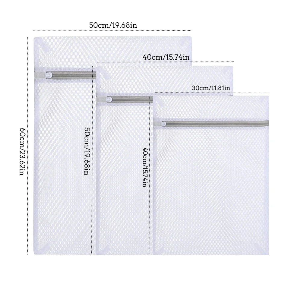 3-teilige Reißverschluss-Mesh-Wäschebeutel-Set - Durable Polyester Grobnetz-Waschbeutel für Waschmaschinen, Ideal für Delikates und BHs