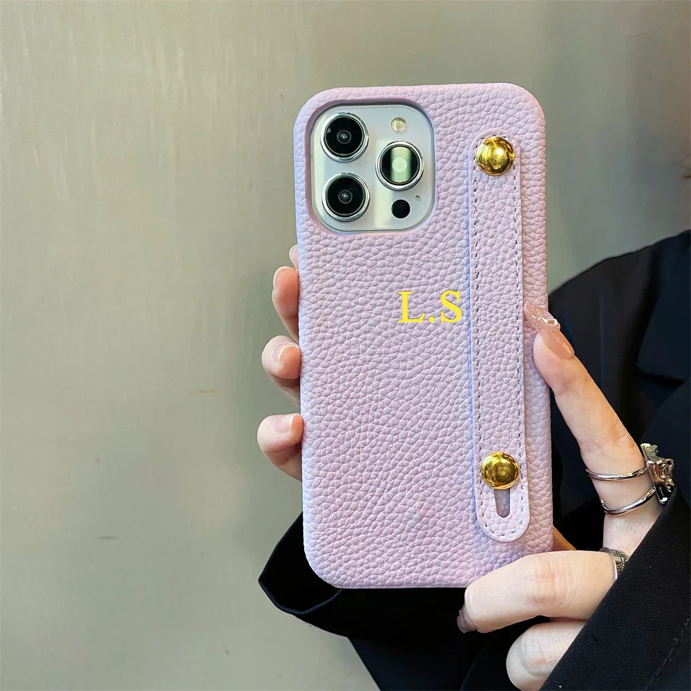 Personalisierte Namensarmband Leder Handyhülle für iPhone Cover