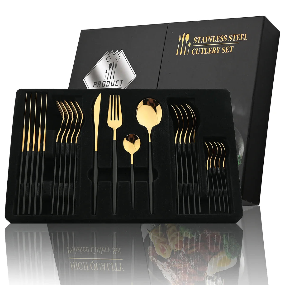 24-teiliges schwarzes Besteckset