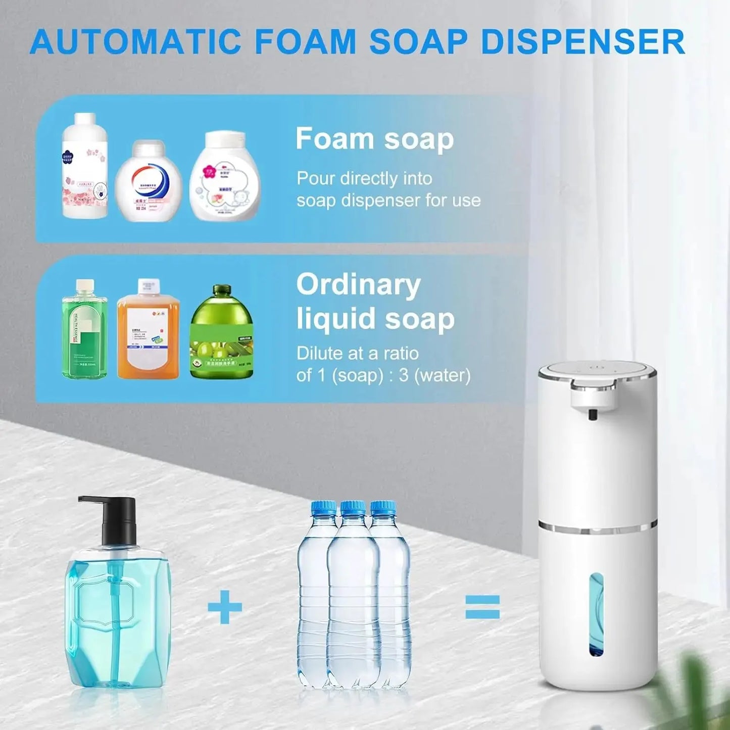 Smart 380ml Touchless Schaumseifenspender - USB wiederaufladbar, 4-Stufen Schaummengenregulierung