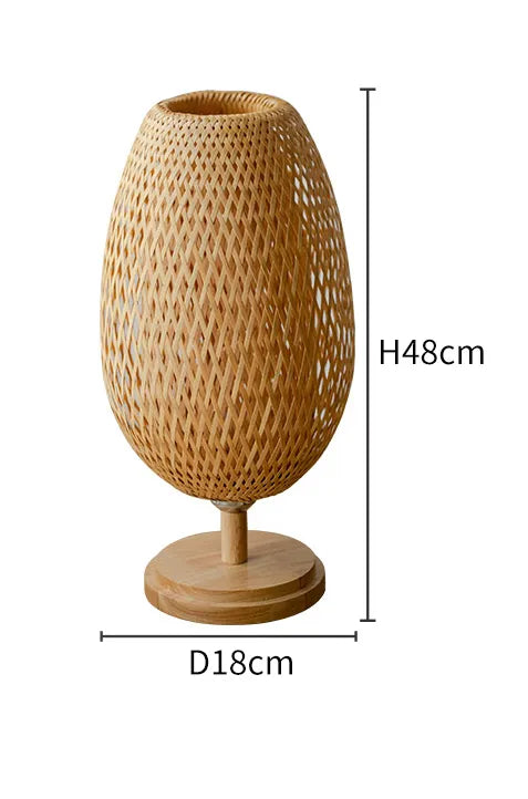 Japanische Tischlampe Nachttischlampe Schlafzimmer Ins Wind Warm Nordic Bambus Geflochten Licht Warmes Nachtlicht Retro Schreibtischlampe