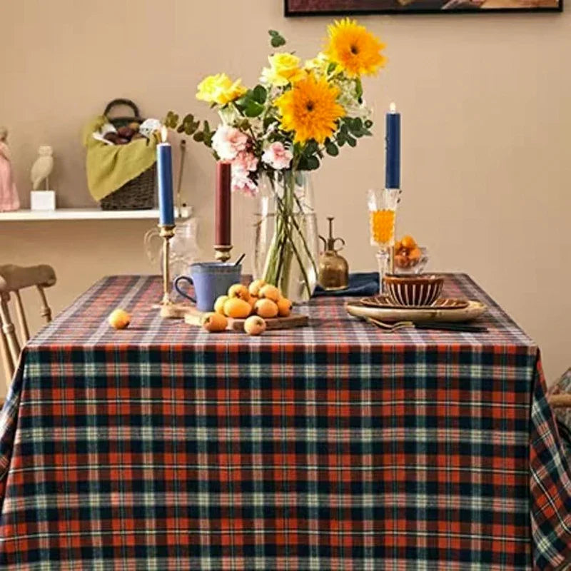 Rechteckige Karierte Tischdecke Weihnachten Neujahr Feiertag Zuhause Esstischdecke Picknicktuch Runde Tischdecke Nappe Sirene