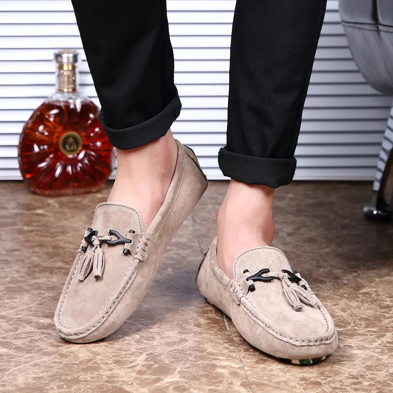 Quasten Loafer Herren Wildleder Luxus Schuhe Freizeit Slip-On Mokassin Fahren