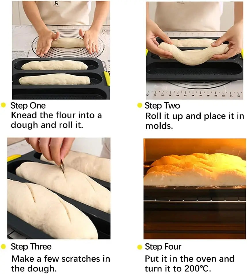 Antihaft-Silikon-Hamburger-Brötchenform - Lebensmittelechte Brotform, Baguette- und französische Brotbackform für Sandwiches