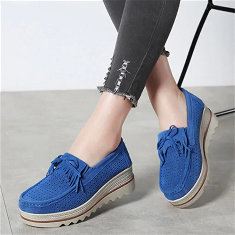 Frühling Frauen Flache Schuhe Plattform Sneaker Slip-On Flats Leder Wildleder Damen Slipper Freizeit Slipper