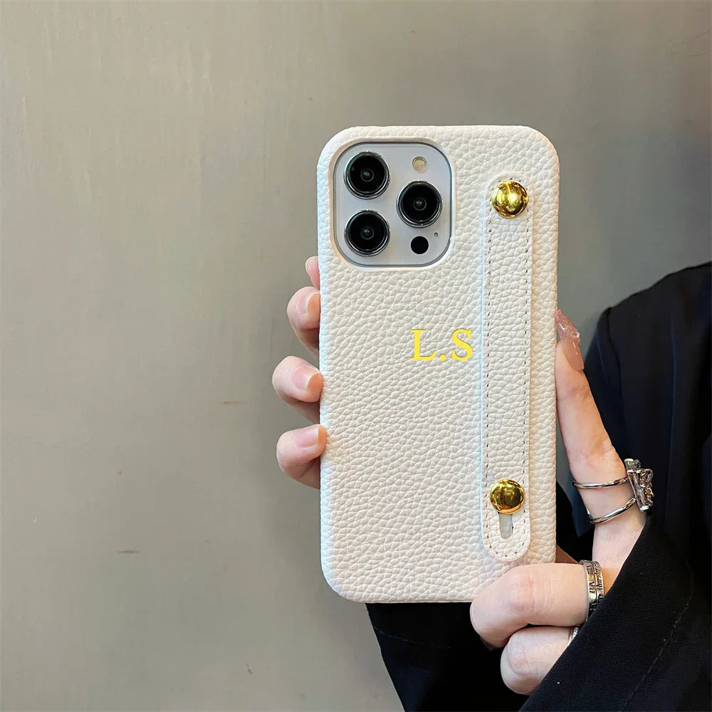 Personalisierte Namensarmband Leder Handyhülle für iPhone Cover