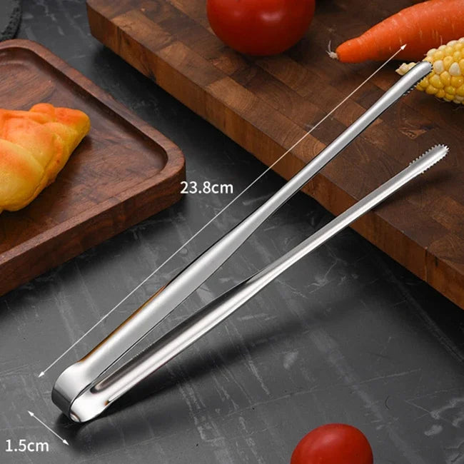 Edelstahl Grillzange – Rutschfester Lebensmittelclip, BBQ Steak, Brotzange, Kochutensilien, Küchen Gadgets für Partys