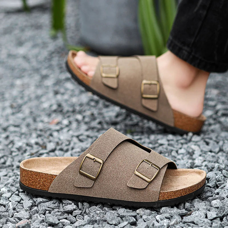 Trends Herren Hausschuhe Leder Außen Sandalen Weiche Sohle Strand Hausschuhe Lässige Slipper Schuhe Paar Outdoor Sommer