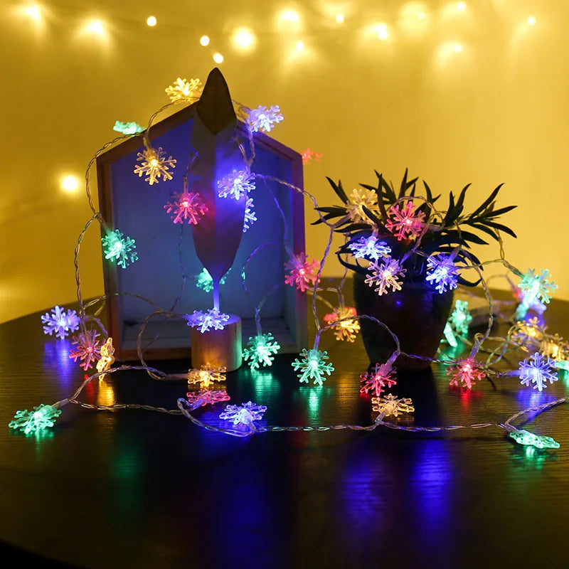 Sandsberg | 1/3/6M LED Schneeflocken Lichterkette Batterie/USB Strom Kupferdraht Girlande Licht Neujahr Garten Hochzeit Wohnzimmer Dekoration