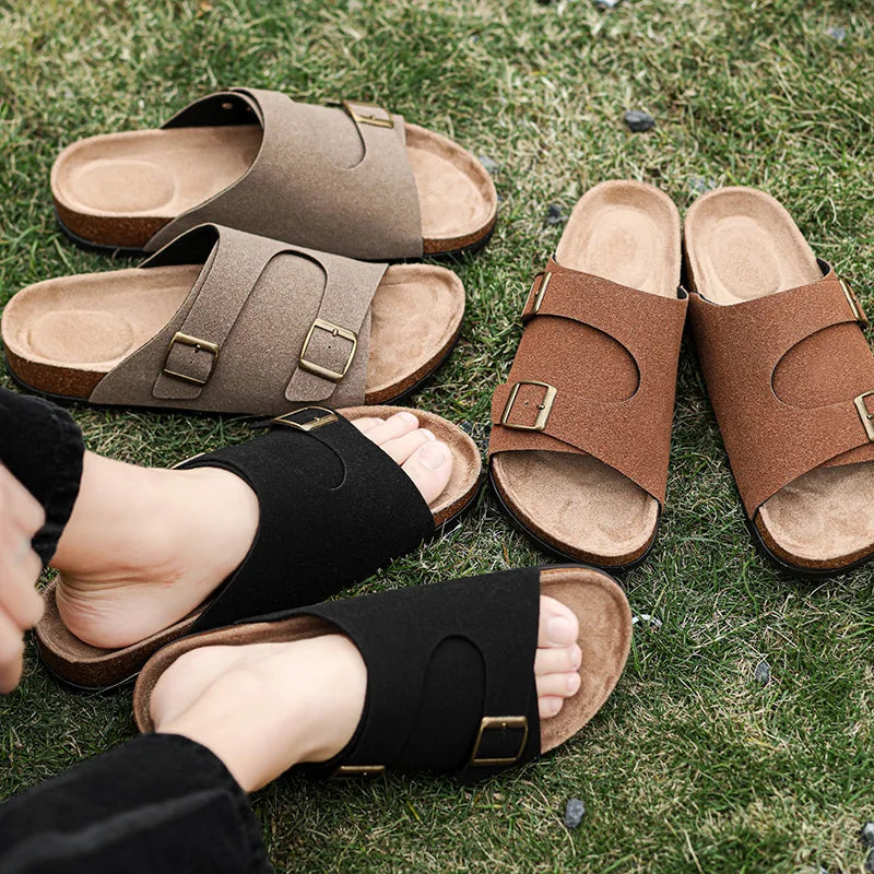 Trends Herren Hausschuhe Leder Außen Sandalen Weiche Sohle Strand Hausschuhe Lässige Slipper Schuhe Paar Outdoor Sommer