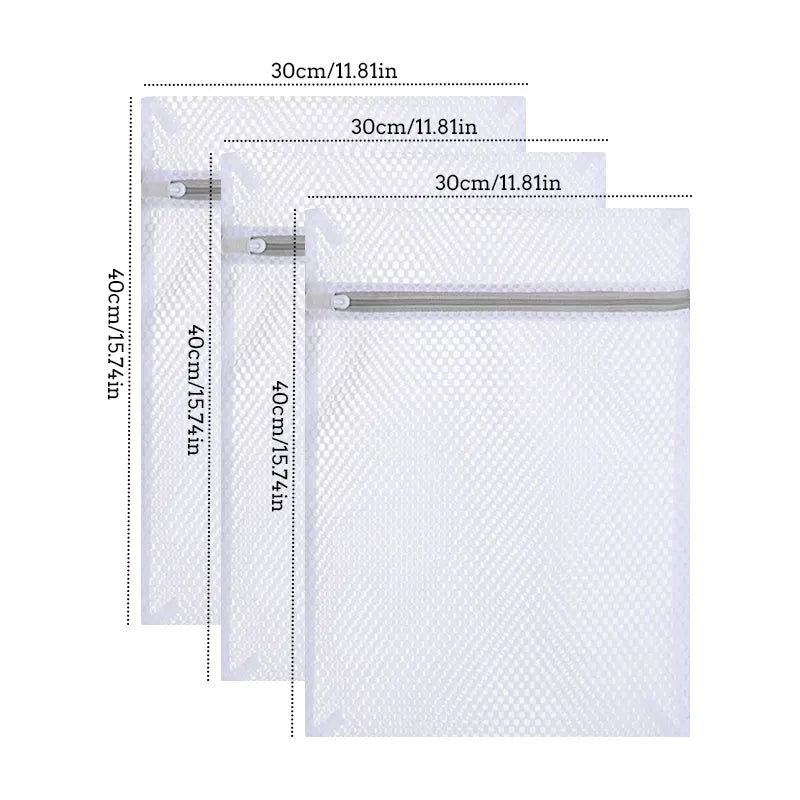 3-teilige Reißverschluss-Mesh-Wäschebeutel-Set - Durable Polyester Grobnetz-Waschbeutel für Waschmaschinen, Ideal für Delikates und BHs