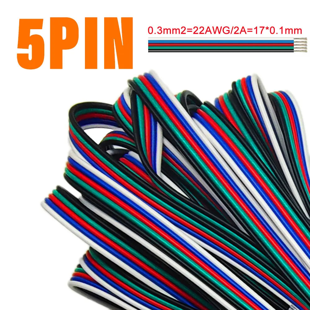 2Pin zu 6Pin LED Verlängerungskabel – 1-10m Flexibles Elektrisches Kabel für WS2812B, WS2811, SK6812, 5050 RGBW LED Streifenlicht (22AWG, 20AWG, 18AWG)