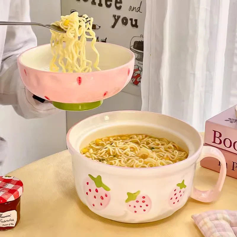 Keramische Erdbeer Ramen Schüssel