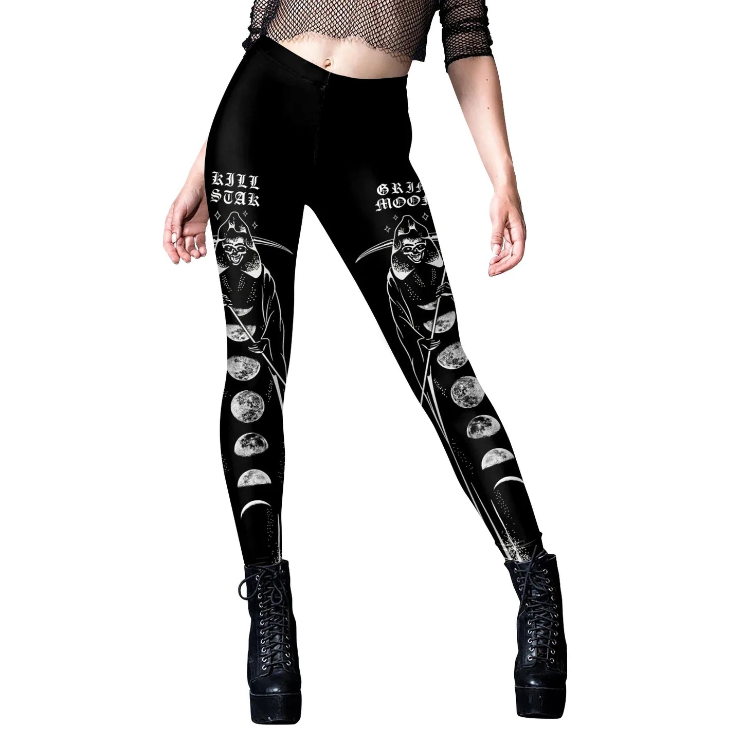 Gothic Leggings Für Frauen Ouija Workout-Hosen Dunkles Grunge Schwarze Katze Schädel Leggings Teufel Satan Leggings